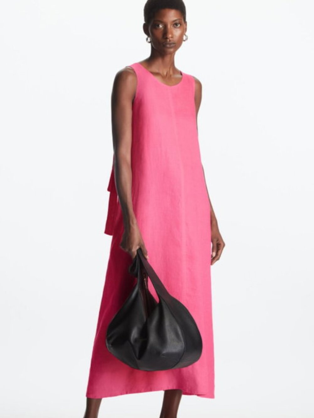 COS Gathered Midi Dress in Pink Size XS